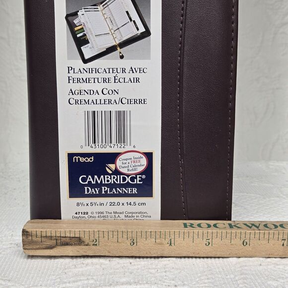 Cambridge Day Planner 90s New Ruler Card Holder Calendar Note Book Maroon - Picture 10 of 15